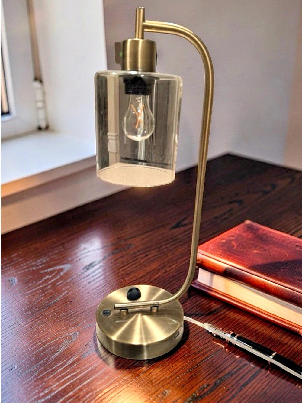 Gold Brass Clear Table Desk Lamp